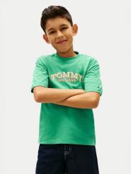 Tommy Hilfiger T-Shirt KB0KB10267 Zielony Regular Fit. Zielone t-shirty dla chłopców Tommy Hilfiger, bez wzorów, z bawełny, bez ramiączek. Za 129.99 zł.