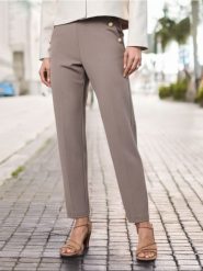 Eleganckie spodnie w kant - brązowy. Brązowe spodnie materiałowe damskie Sinsay, l, bez wzorów. W wyprzedaży za 19.99 zł.