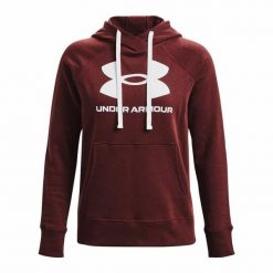 Bluza z kapturem Damska Rival Fleece. Brązowe bluzy damskie Under Armour, s, bez wzorów, z kapturem, na fitness i siłownię. Za 325.00 zł.