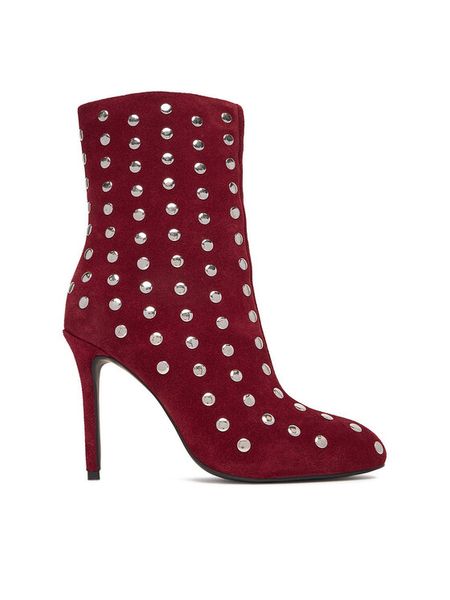 Eva Minge Botki EO-MARY-121949 Bordowy. Czerwone botki damskie Eva Minge, ze skóry, bez obcasa, na szpilce, bez zapięcia. Za 549.99 zł.