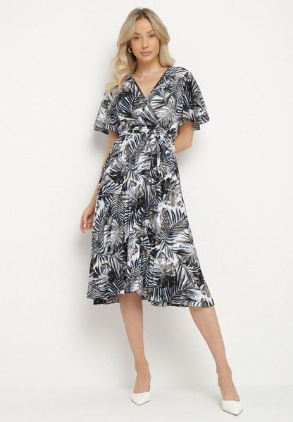 Czarna Kopertowa Sukienka z Bawełną o Rozkloszowanym Kroju z Paskiem Aulinea. Czarne sukienki damskie Born2be, na co dzień, na lato, l, bez wzorów, z bawełny, eleganckie, bez kołnierzyka, bez ramiączek, kopertowe. Za 59.99 zł.