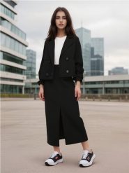 Kurtka przejściowa - czarny. Czarne kurtki damskie Sinsay, l, bez wzorów, bez kaptura. Za 69.99 zł.