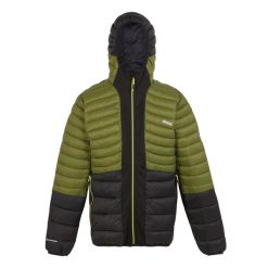 Kurtka z kapturem Regatta Leedre. Czarne kurtki męskie Regatta, bez wzorów, z puchu, trekkingowe. W wyprzedaży za 344.60 zł.