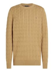 Tommy Hilfiger sweter Mężczyźni drobna dzianina brązowy, M. Brązowe swetry przez głowę męskie Tommy Hilfiger, m, bez wzorów, z bawełny, bez kołnierzyka. Za 569.95 zł.