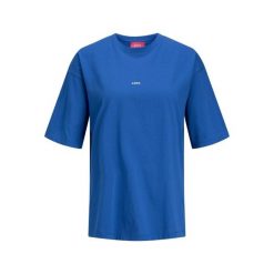 T-shirt Jack & Jones andrea logo. Niebieskie t-shirty damskie JJXX, m, bez wzorów, z bawełny, eleganckie, bez kołnierzyka. Za 77.60 zł.