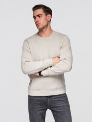 Męska bluza dresowa BASIC z okrągłym dekoltem OM-SSBN-0271 - - Rozmiar: XXL. Zielone bluzy męskie Ombre Clothing, m, z aplikacjami, z bawełny, bez kaptura. Za 169.99 zł.