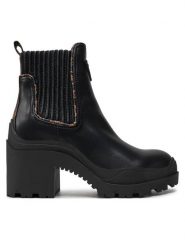 Guess Botki Yvetten FLFYTT ELE10 Czarny. Czarne botki damskie Guess, ze skóry, bez obcasa, na słupku, bez zapięcia. Za 429.99 zł.