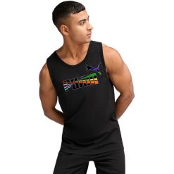 Podkoszulek męskie Puma Love United Tank. Czarne t-shirty męskie Puma, m, bez wzorów, z bawełny, bez kołnierzyka. Za 190.00 zł.
