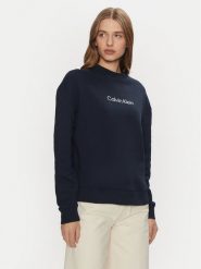 Calvin Klein Bluza K20K205450 Granatowy Regular Fit. Niebieskie bluzy damskie Calvin Klein, m, bez wzorów, z bawełny, bez kaptura. Za 279.99 zł.
