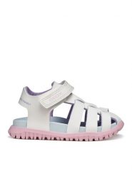 Geox Sandały B Sandal Fusbetto Gi B556BA 000BC C0406 Biały. Białe sandały dziewczęce Geox, ze skóry, bez zapięcia. Za 209.99 zł.