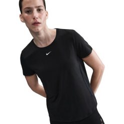 Koszulka treningowa damska Nike One Classic. Czarne koszulki sportowe damskie Nike, l, bez wzorów, z materiału, bez kołnierzyka, bez ramiączek, na fitness i siłownię. Za 278.00 zł.