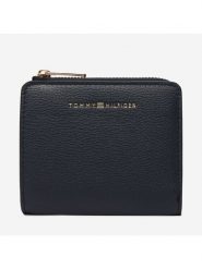 Tommy Hilfiger Portfel Th Flag Compact Za AW0AW18124 Granatowy. Niebieskie portfele damskie Tommy Hilfiger, bez wzorów, ze skóry. Za 229.99 zł.