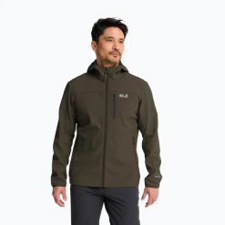 Kurtka przeciwwiatrowa męska Jack Wolfskin Wild Winds Hooded. Brązowe kurtki męskie Jack Wolfskin, l, bez wzorów, z elastanu, bez kaptura. Za 559.99 zł.
