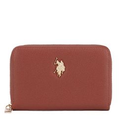 Portfel U.S. Polo Assn. Brązowe portfele damskie U.S. Polo Assn., bez wzorów. Za 159.99 zł.