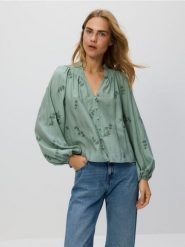 Koszula z haftem - jasnozielony. Zielone koszule damskie Reserved, l, bez wzorów, z wiskozy, bez kołnierzyka, bez ramiączek. Za 159.99 zł.