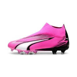 Buty piłkarskie Puma Ultra Match+ LL FG/AG. Czerwone buty sportowe męskie Puma, bez zapięcia, do piłki nożnej. Za 160.99 zł.