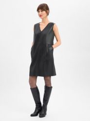 Opus Sukienka damska - Wancy Kobiety czarny jednolity, 44. Czarne sukienki damskie Opus, bez wzorów, ze skóry, bez kołnierzyka, bez ramiączek. Za 449.95 zł.