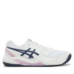 Buty do tenisa Asics. Białe obuwie sportowe damskie Asics, bez wzorów, tenisowe. Za 269.99 zł.
