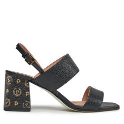 Sandały Pollini. Czarne sandały damskie Pollini, bez wzorów, bez obcasa, na słupku, bez zapięcia. Za 919.99 zł.