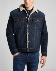 LEE SHERPA JACKET DARK SIDNEY L87BSGSU 112140974. Płaszcze męskie Lee, l, bez wzorów, z jeansu, bez kaptura. W wyprzedaży za 259.99 zł.