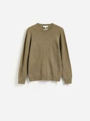 Sweter z wełną merino i kaszmirem - oliwkowy. Zielone swetry przez głowę męskie Reserved, l, bez wzorów, z kaszmiru, bez kołnierzyka. Za 299.99 zł.