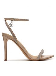 Guess Sandały FLJCHR SAT03 Beżowy. Brązowe sandały damskie Guess, z aplikacjami, ze skóry, bez obcasa, na szpilce, bez zapięcia. Za 559.99 zł.