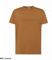 T-shirt JHK TSRA 150 - męski z krótkim rękawem wzmocniony lycrą ściągacz, 100% bawełna, 155-160g - brązowy XL. Brązowe t-shirty męskie JHK, m, bez wzorów, z bawełny, bez kołnierzyka. Za 20.50 zł.