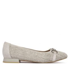 Baleriny Caprice. Szare baleriny damskie Caprice, bez wzorów, bez obcasa. Za 299.99 zł.