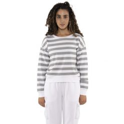 Bluza z bawełna z ściągacze na co dzień na siłownię. Szare bluzy damskie LEONE 1947 APPAREL, bez wzorów, z bawełny, bez kaptura. W wyprzedaży za 136.83 zł.