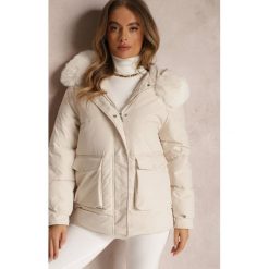 Beżowa Kurtka Pudełkowa z Odpinanym Futerkiem Bastebius. Brązowe kurtki damskie Renee, l, z aplikacjami, z jeansu. Za 249.99 zł.