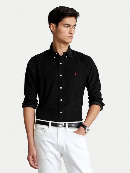 Polo Ralph Lauren Koszula 710853123003 Czarny Custom Fit. Czarne koszule męskie Polo Ralph Lauren, m, bez wzorów, bez kołnierzyka, bez ramiączek. Za 819.99 zł.