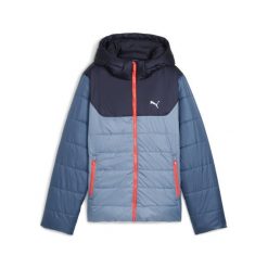 Młodzieżowa kurtka ocieplana Essentials z kapturem PUMA. Niebieskia kurtki męskie Puma, m, bez wzorów, z materiału, eleganckie, z kapturem. Za 179.93 zł.