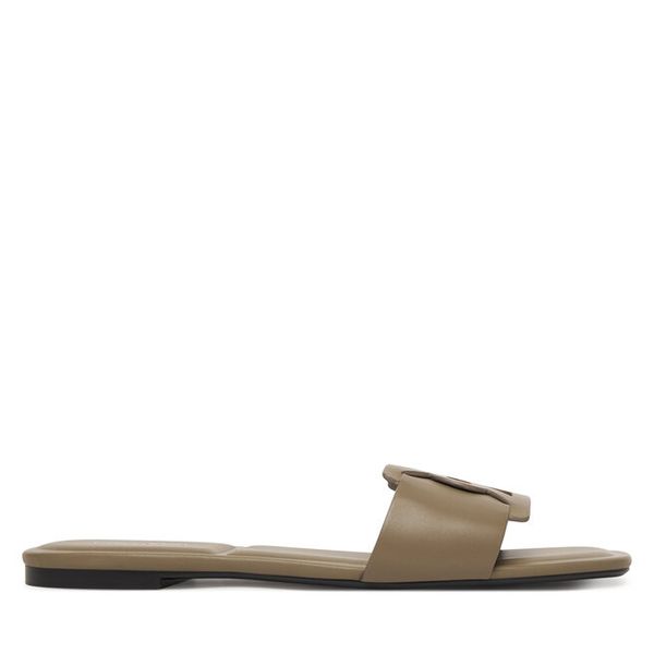 Klapki Calvin Klein. Brązowe klapki damskie Calvin Klein, bez wzorów, bez obcasa. Za 327.99 zł.