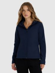 4F Kurtka softshell wiatroodporna membrana 5000 damska - granatowa L. Niebieskie kurtki damskie 4f, na zimę, l, bez wzorów, z materiału, z kapturem. Za 299.99 zł.