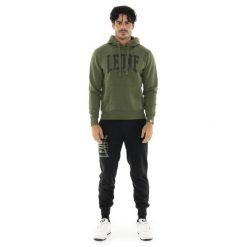 Bluza z bawełna z kaptur na co dzień na siłownię. Zielone bluzy sportowe męskie LEONE 1947 APPAREL, bez wzorów, z bawełny, bez kaptura, na fitness i siłownię. W wyprzedaży za 235.76 zł.