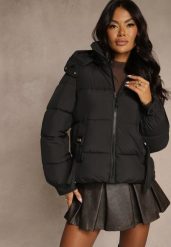 Czarna Kurtka Puffer z Pikowanymi Przeszyciami i Odpinanym Kapturem Gallerea. Czarne kurtki sportowe damskie Renee, l, bez wzorów, z dzianiny, trekkingowe. Za 179.99 zł.