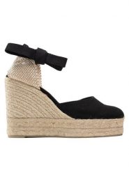 Castañer Espadryle Carina/8ED/001 020961-100 Czarny. Czarne sandały damskie Castañer, bez wzorów, z materiału, bez obcasa, bez zapięcia. Za 379.99 zł.