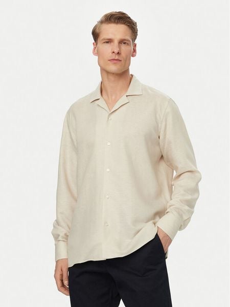 BOSS Koszula H-Joe 50561616 Beżowy jasny Regular Fit. Brązowe koszule męskie Boss, m, bez wzorów, ze lnu, bez kołnierzyka, bez ramiączek. Za 536.99 zł.