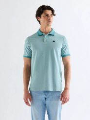 MESKA KOSZULKA WRANGLER REFINED POLO SHIRT BRITTANY BLUE 112377999. Niebieskie koszulki polo męskie Wrangler, xl, bez wzorów, bez ramiączek. Za 89.99 zł.