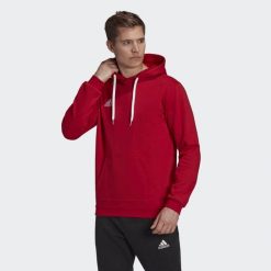 Bluza do piłki nożnej męska Adidas Entrada 22. Czerwone bluzy męskie Adidas, m, bez wzorów, z bawełny, bez kaptura, do piłki nożnej. Za 129.00 zł.