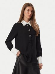 KARL LAGERFELD Koszula B4W11010 Czarny Regular Fit. Czarne bluzki damskie KARL LAGERFELD, bez wzorów, z syntetyku, bez kołnierzyka, bez ramiączek. Za 849.99 zł.
