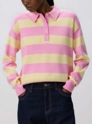 Sweter w paski - jasnożółty. Żółte swetry damskie Reserved, l, bez wzorów, z dzianiny, bez kołnierzyka, bez ramiączek, bez kaptura. Za 129.99 zł.