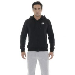 Bluza z bawełna z kaptur na trening na co dzień. Czarne bluzy męskie LEONE 1947 APPAREL, z bawełny, bez zapięcia, na fitness i siłownię. W wyprzedaży za 162.09 zł.