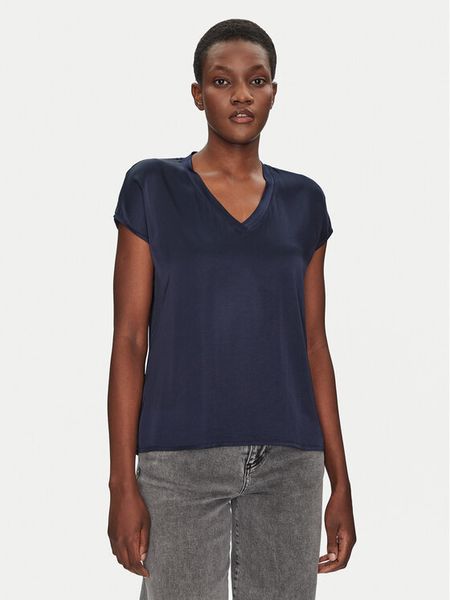 ViCOLO Bluzka TD0009 Granatowy Relaxed Fit. Niebieskie bluzki damskie ViCOLO, xs, bez wzorów, z wiskozy, bez kołnierzyka, bez ramiączek. Za 119.99 zł.