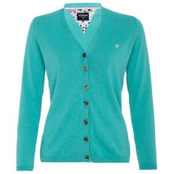 Kardigan w kolorze miętowym. Niebieskie kardigany damskie Denim Culture, s, bez wzorów, z bawełny, długie. W wyprzedaży za 114.95 zł.