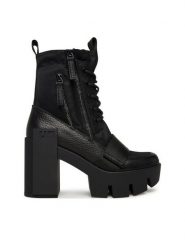 United Nude Trzewiki Grip Combat Mid 1096201165 Czarny. Czarne botki damskie United Nude, ze skóry, bez obcasa, na słupku, bez zapięcia. Za 1,679.00 zł.