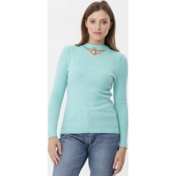 Miętowy Sweter Braylee. Zielone swetry damskie Born2be, na jesień, s, bez wzorów, bez kołnierzyka, bez ramiączek, bez kaptura. Za 59.99 zł.