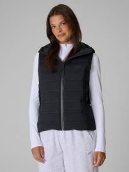 4F Bezrękawnik puchowy z wypełnieniem naturalnym damski - czarny L. Czarne kurtki damskie 4f, l, bez wzorów, z materiału, bez kaptura. Za 399.99 zł.