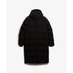 Damska kurtka puchowa Superdry Longline. Czarne kurtki damskie Superdry., bez wzorów, z puchu, bez kaptura. Za 821.85 zł.