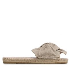 Klapki Manebi. Brązowe espadryle damskie Manebi, bez wzorów, bez obcasa, bez zapięcia. Za 294.99 zł.